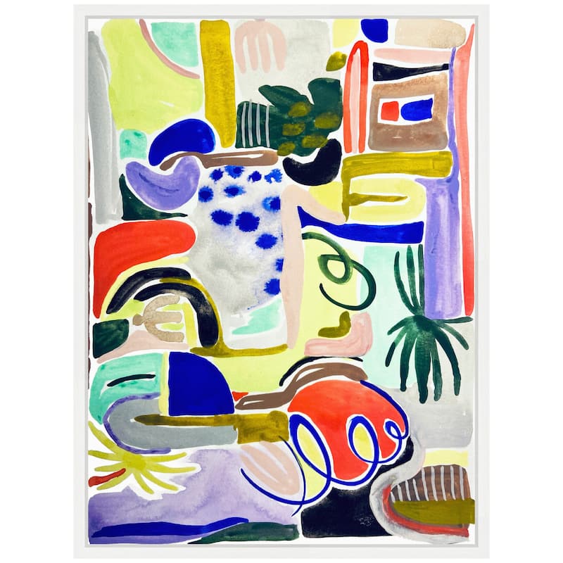 Kate and Laurel Sylvie Abstract 07 Framed Canvas by Emma Daisy