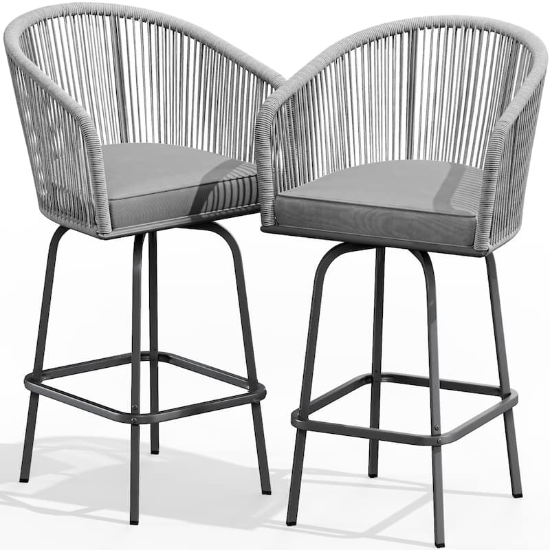 Moasis 4Pcs Patio Wicker Swivel Bar Chairs