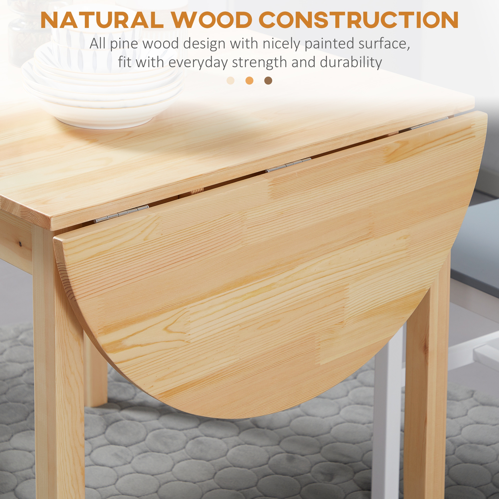 HOMCOM 55 Solid Wood Kitchen Table Drop Leaf Tables for Small Spaces Folding Dining Table On Sale Bed Bath Beyond 37260023