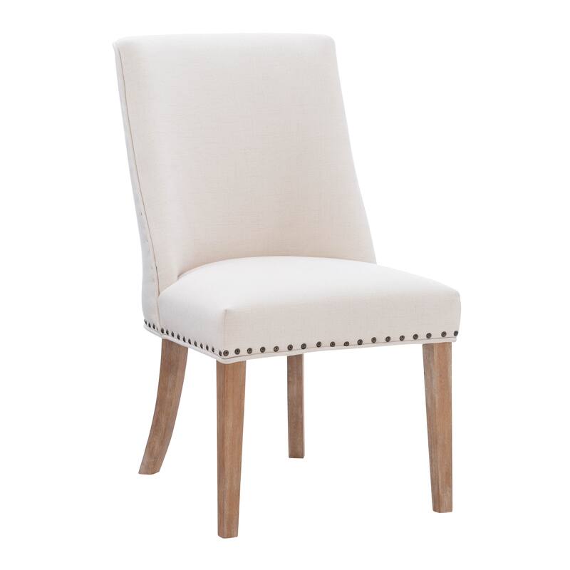 Linon Allard Modern Dining Chairs with Natural Legs (Set of 2) - Beige
