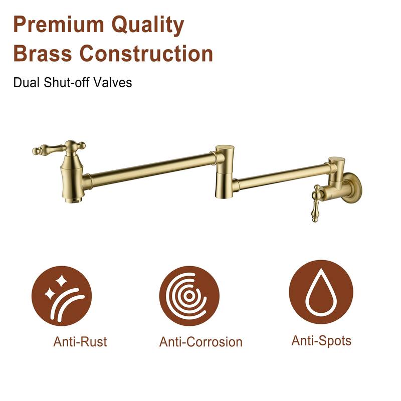 Two Handles Wall Mount Filler Folding Kitchen Faucet