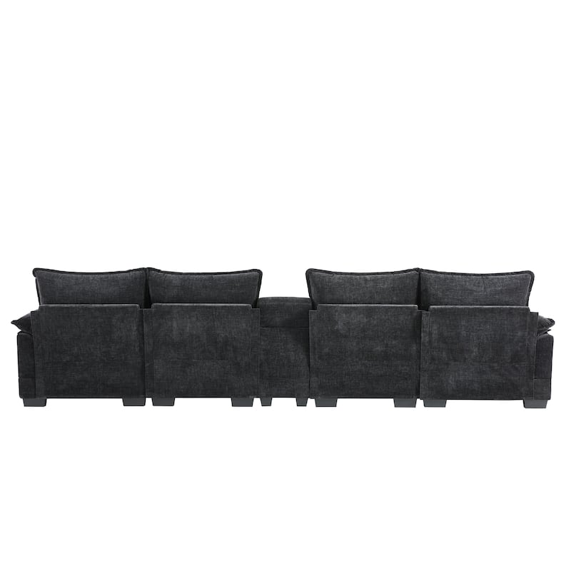 U-Shaped Symmetrical Sectional Sofa with Console, Chaise, USB Ports