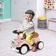 preview thumbnail 2 of 25, Kids Sit to Stand Vehicle with Working Steering Wheel and Under Seat Storage - 23" x 10.5" x 13.5" (L x W x H) Pink