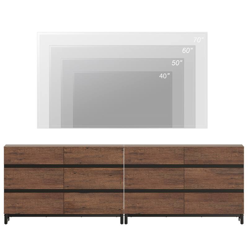 WAMPAT Modern Buffet Sideboards, Sideboard Buffet Cabinet with 6 Drawers , Coffee Bar Storage Cabinet for Kitchen