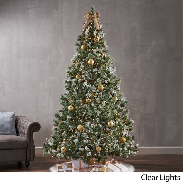 7.5-ft Spruce Pre-Lit or Unlit Artificial Christmas Tree with Snow Glitter Branches Frosted Pinecones by Christopher Knight Home