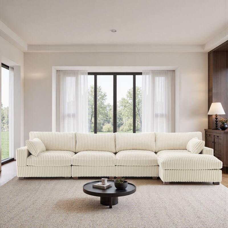 Plush Flannel Modular Sectional Sofa for Living Room