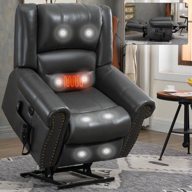 Roomfitters Dual Motor Power Lift Recliner, Infinite Position Massage Chair with 180-Degree Recline and USB