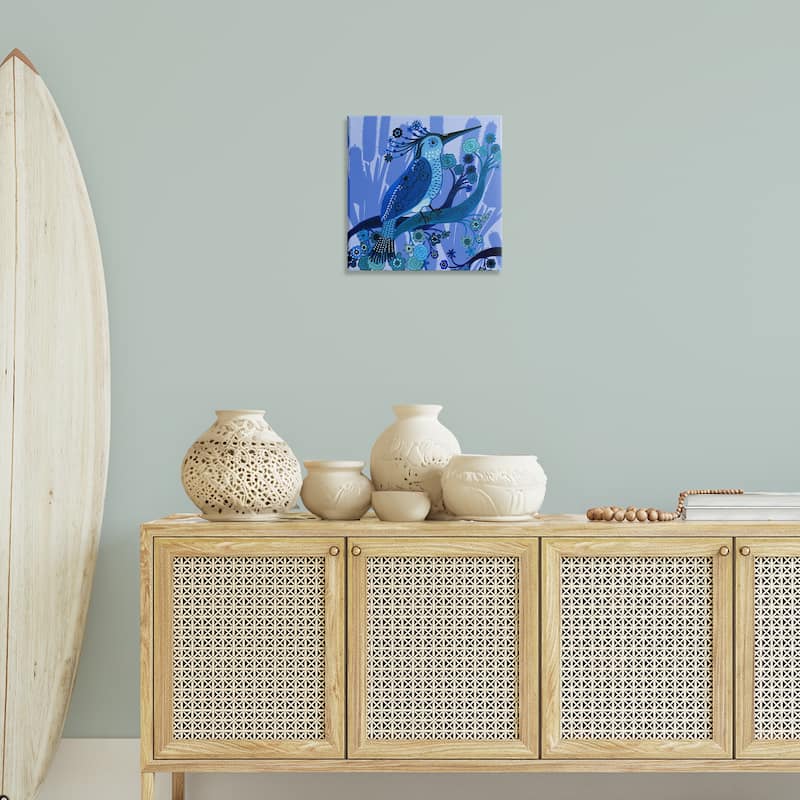 Stupell Folk Style Blue Bird Canvas Wall Art Design By Kay Widdowson