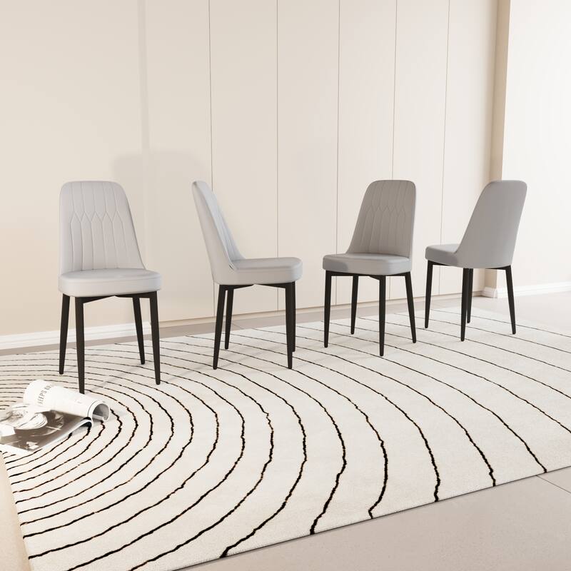 Dining Chairs Set of 4, Faux Leather Upholstered Dining Chairs with Metal Legs for Kitchen/Living Room/Restaurant