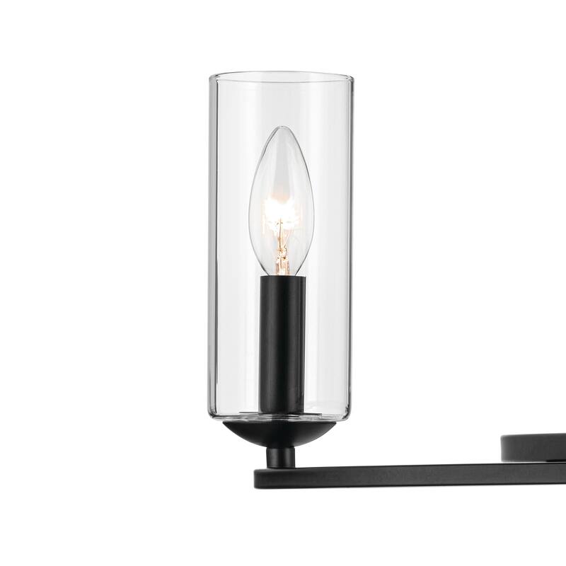 Harpin 37.75 Inch 6 Light Chandelier with Clear Glass in Black