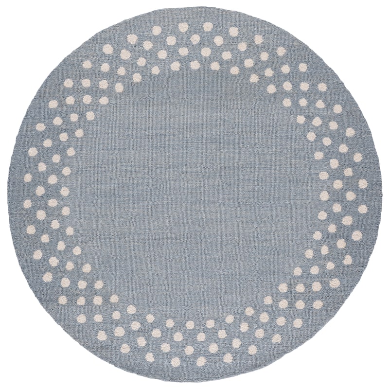 Martha Stewart by SAFAVIEH Handmade Vanjuscha Wool Rug - 6' Round - Light Blue/Ivory