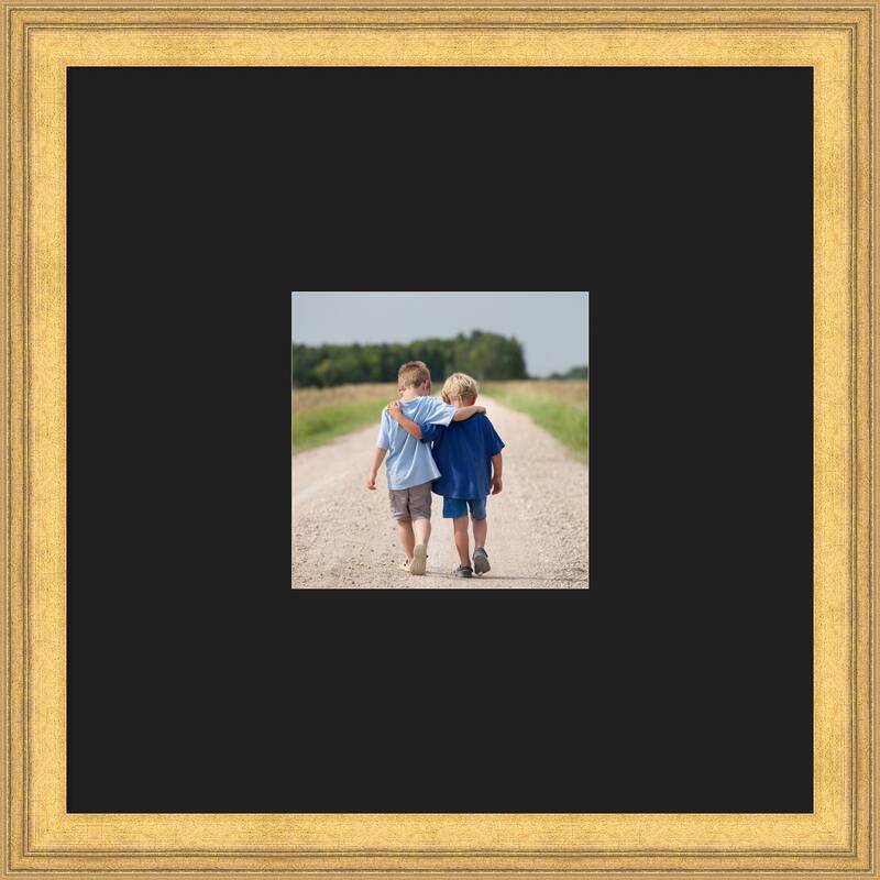 Owen Picture Frame, Photo Frame - 20x20 Matted Black 8x8 - Owen Gold