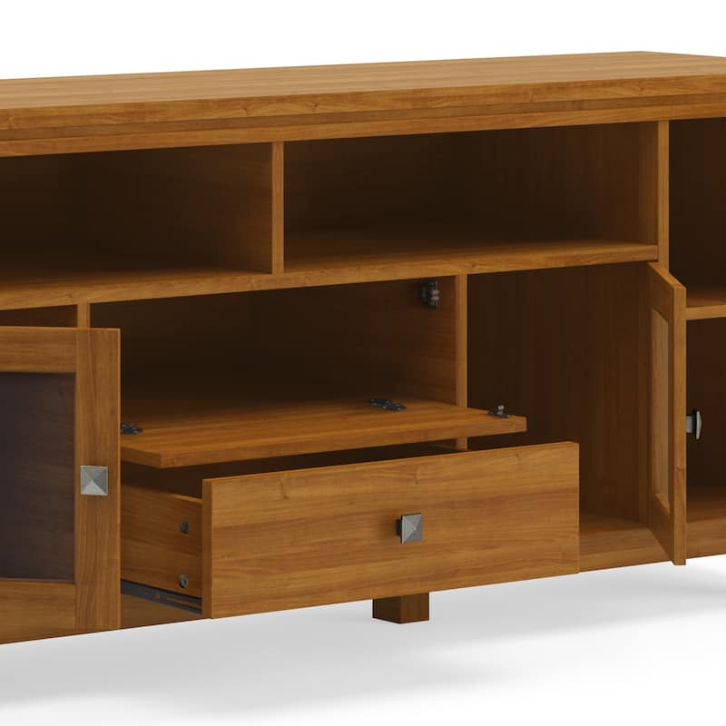 WYNDENHALL Essex SOLID WOOD 72 inch Wide Contemporary TV Media Stand For TVs up to 80 inches