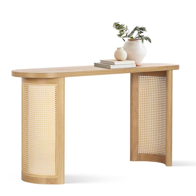 60" Solid Rattan Console Table