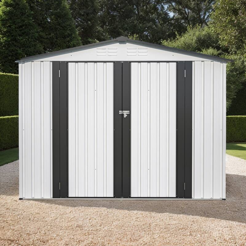 8'x6' Metal Outdoor Storage Shed with 2 Lockable Doors - 8 x 6 ft