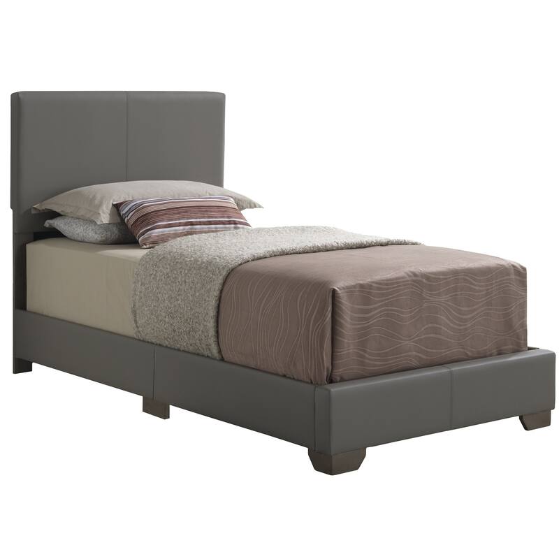 Solid Upholstered Panel Twin Bed - 81" - Gray