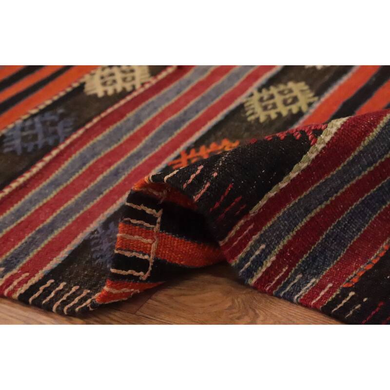 Hand Woven Oriental 100% Wool Carpet Southwestern Tribal Multi-Colored Kilim Area Rug - 9' 7'' X 6' 3''