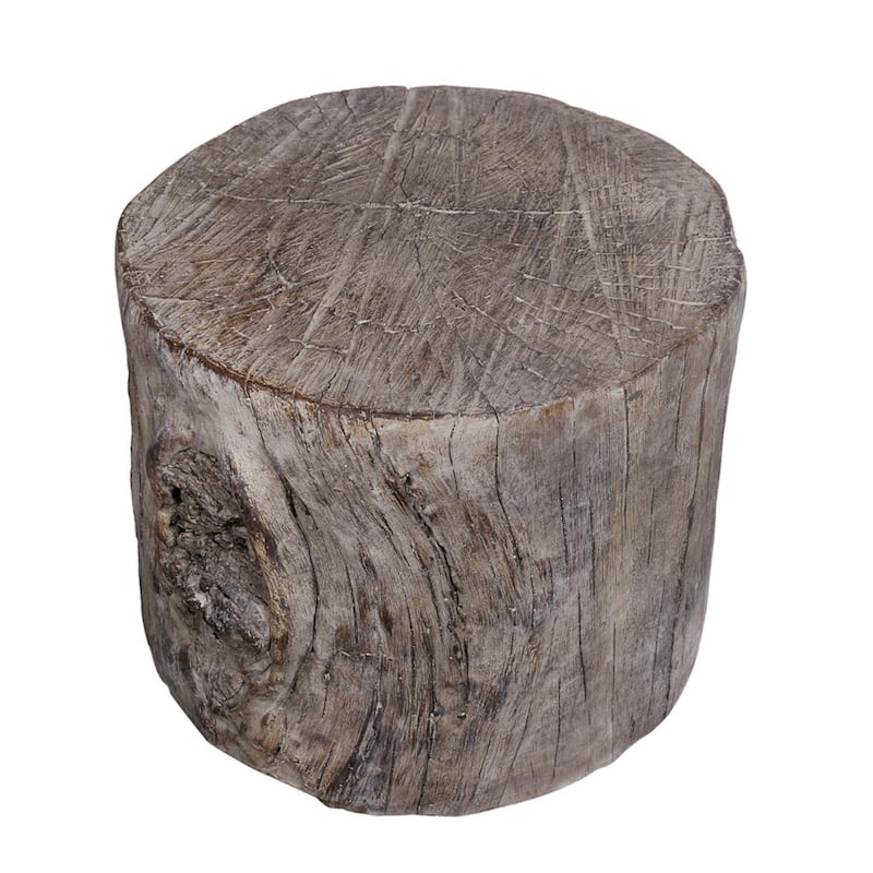 Carbon Loft Dogwood Antique Square Tree Stump Cement Stool - Single - Brown - Short