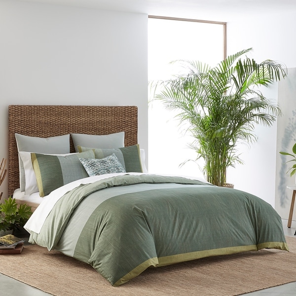 IZI Chambray Color Block Green Duvet Cover Set. Opens flyout.