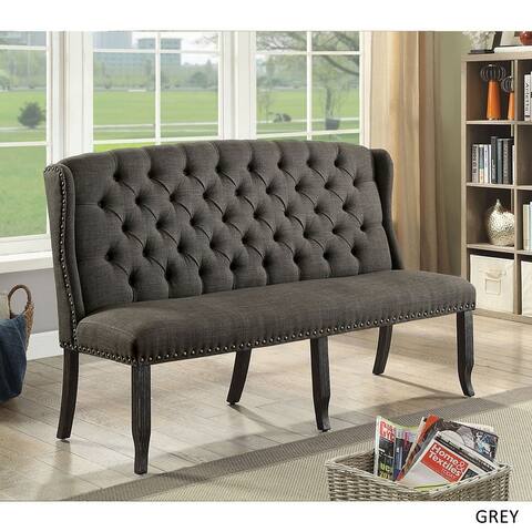 Furniture of America Linen Upholstered Tufted Loveseat Bench