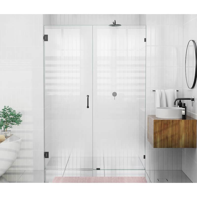Glass Warehouse 78" x 57.5" Frameless Shower Door - Wall Hinge - Matte Black