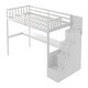 preview thumbnail 17 of 16, Twin Size Loft Bed with Storage Staircase & Study Desk, Vintage side Rail, Solid Wood Slats Support, Rustic style for Bedroom