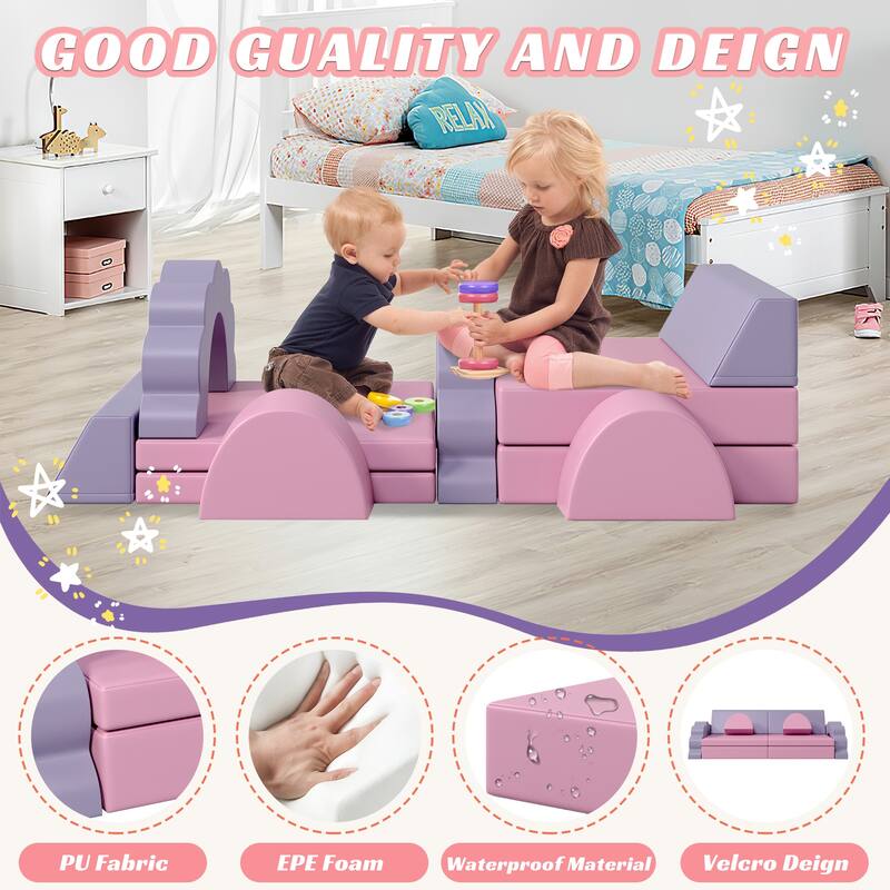 Foam Climbing Blocks Convertible Sofa ,Kids Play Couch, Indoor Climbing Structure for Toddlers, Infant, Kids, Pre-school