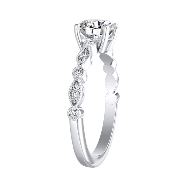 Auriya 14k Gold Vintage 1 1/2ct Round Moissanite Engagement Ring