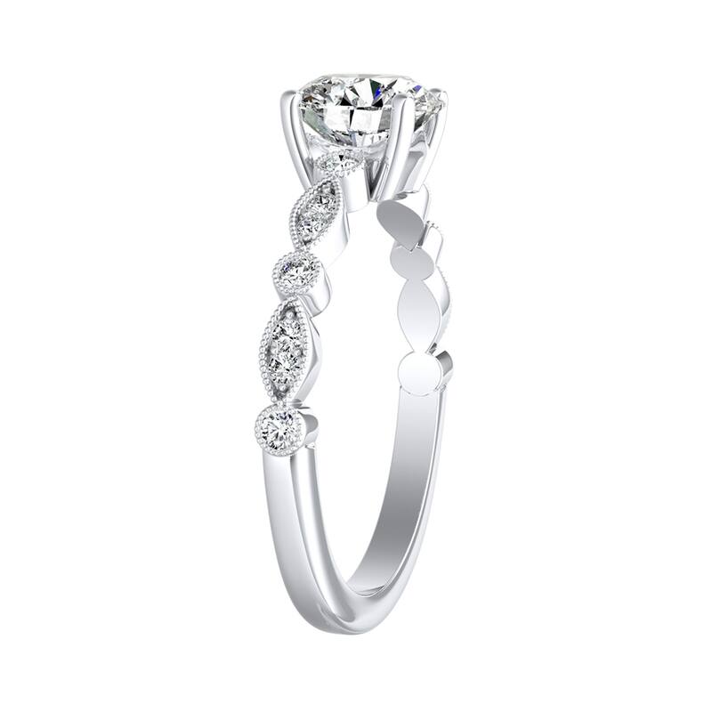 Auriya 14k Gold Vintage 2 1/2ct Round Moissanite Engagement Ring