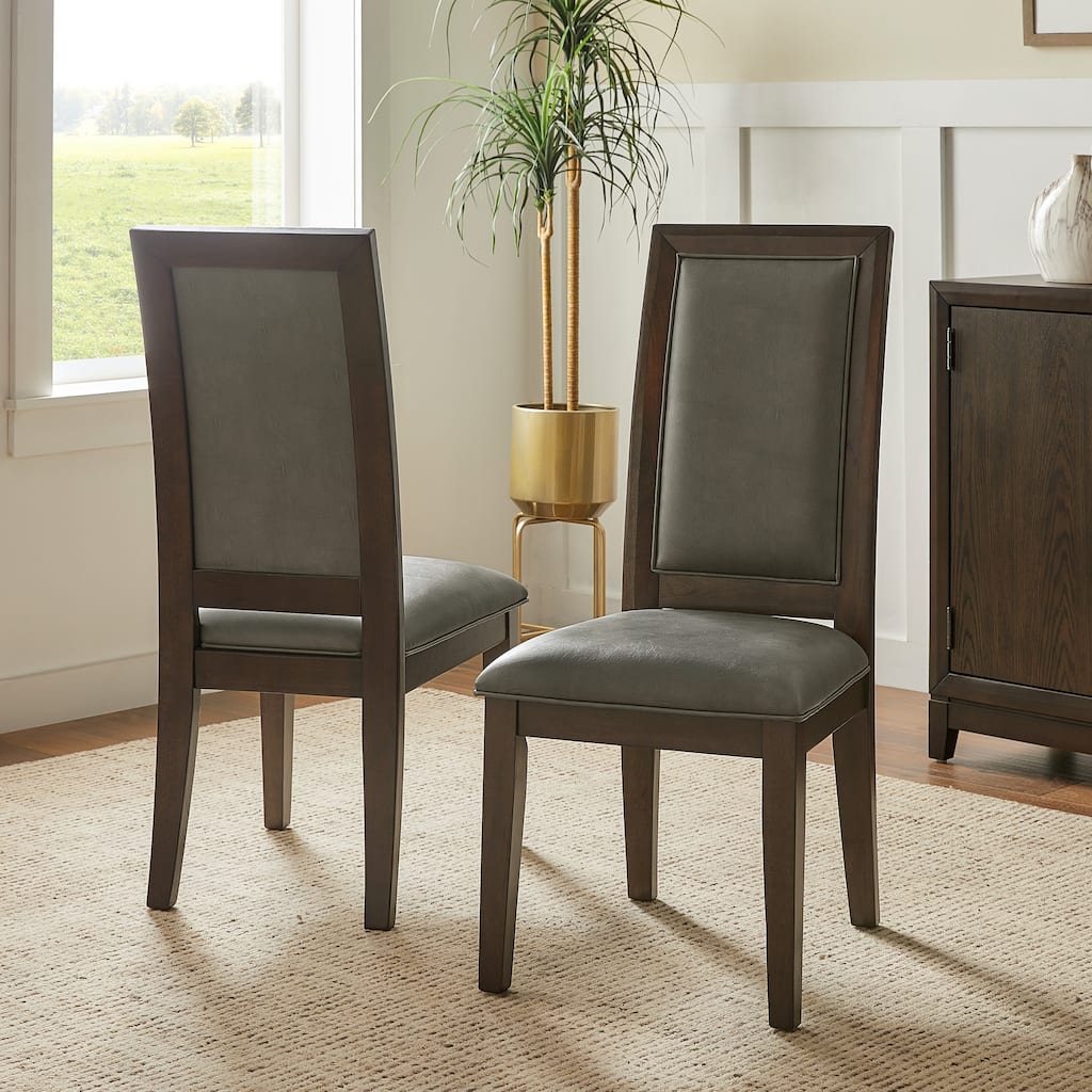 Morelia Brown Finish Vegan Leather Dining Chair (Set of 2) by iNSPIRE Q Classic