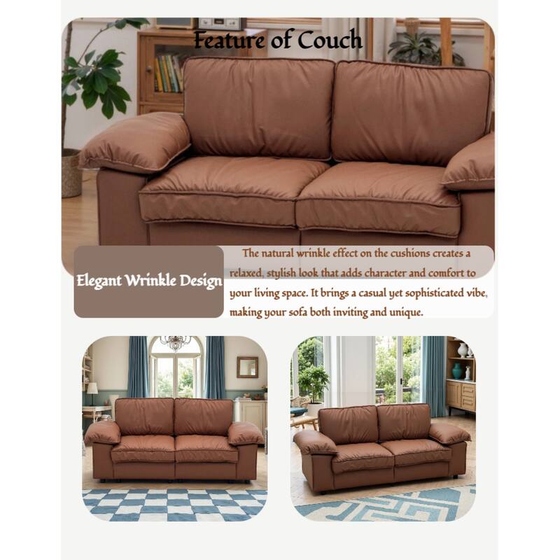 Roomfitters Modern Overstuffed Upholstered Loveseat with Padded Pillow Arms, Comfortable 2 Seater Couch for Living Room