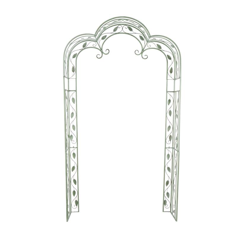 Green Metal Indoor Outdoor Arched Vine Leaf Indoor Outdoor Garden Arbor
