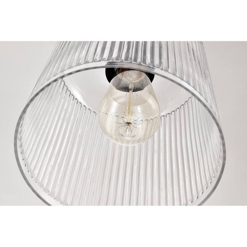 Grayson Small Pendant Matte Black Finish Clear Ribbed Glass - Matte Black