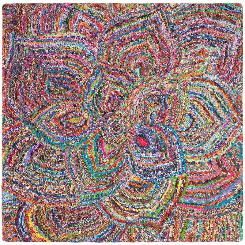 SAFAVIEH Handmade Nantucket Reinhild Contemporary Cotton Rug - 4' Square - Multi