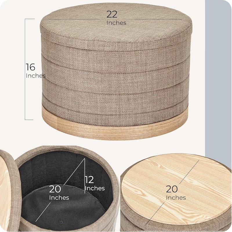 Modern Linen Storage Ottoman with Hidden Storage and Tray Top