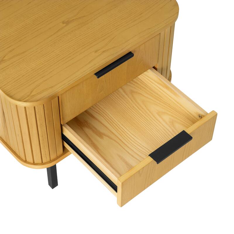 Wood Nightstand with 2 Drawers