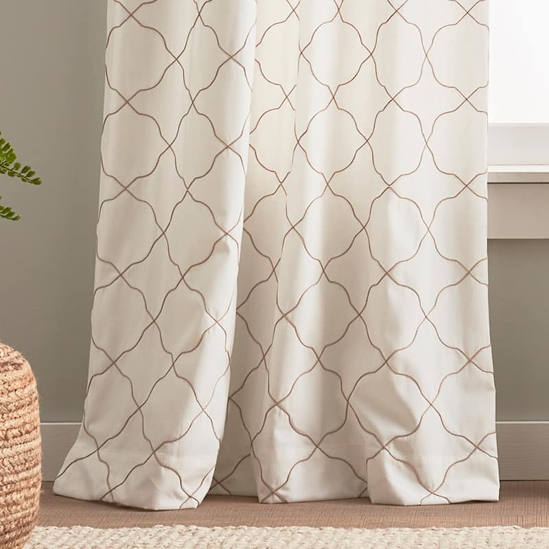 Mallorca Embroidery Back Tab Curtain Panel Pair