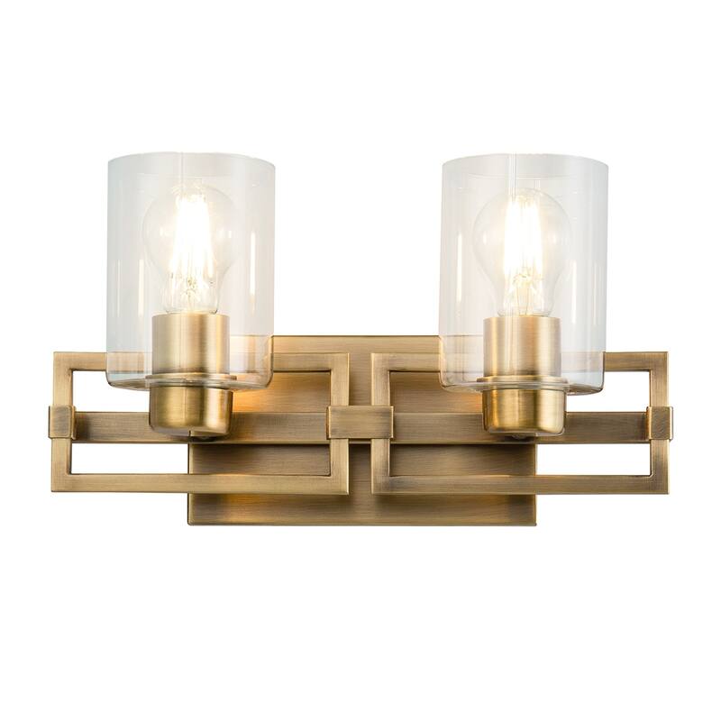 Modern 2 Light Bath Vanity Light in Aged Brass