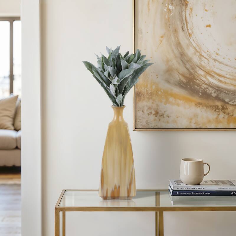 Stoneware Vase Sleek Decorative Contemporary Casual Home Style - 7" x 7" x 16"