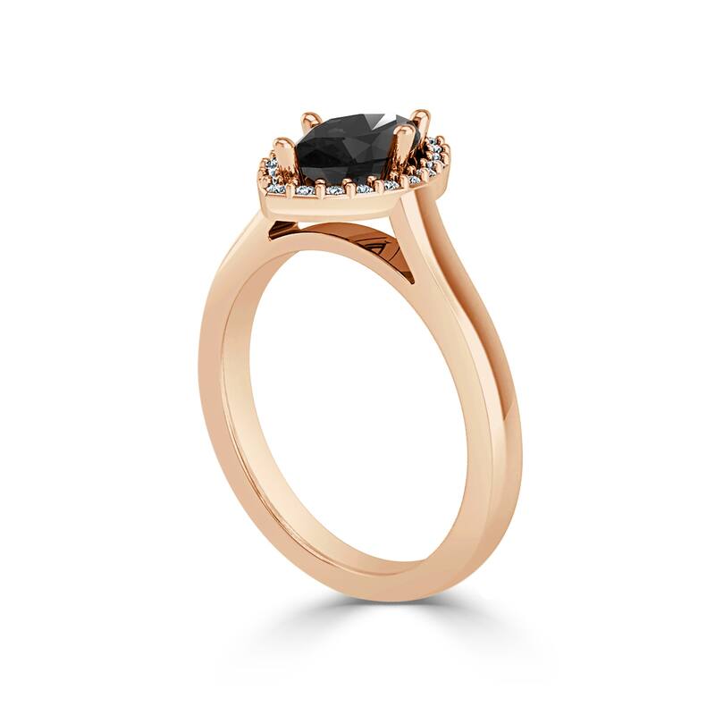 Auriya 1 5/8ct Marquise-cut Halo Black Diamond Ring 14k Gold