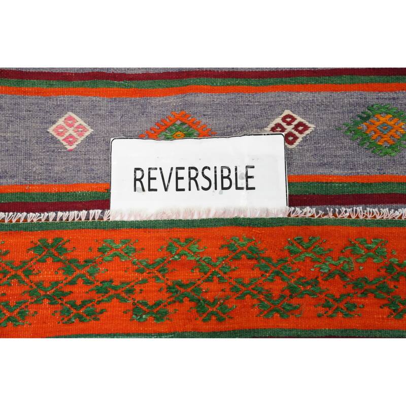 Hand Woven Oriental 100% Wool Carpet Southwestern Tribal Multi-Colored Kilim Area Rug - 8' 8'' X 5' 4''