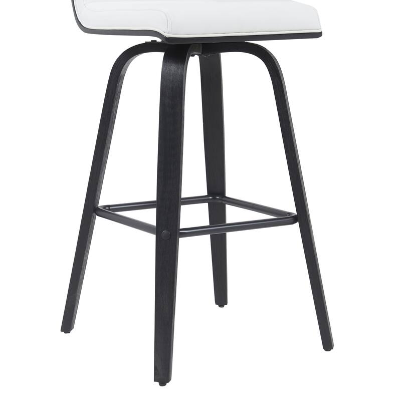 Skara Swivel Bar Stool, Upholstered Bar Height Chair with Bentwood Frame