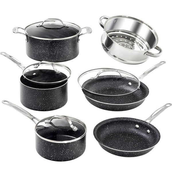 Calphalon 10-Piece Pots and Pans Set, Nonstick Kitchen Cookware with  Stay-Cool Stainless Steel Handles, Black