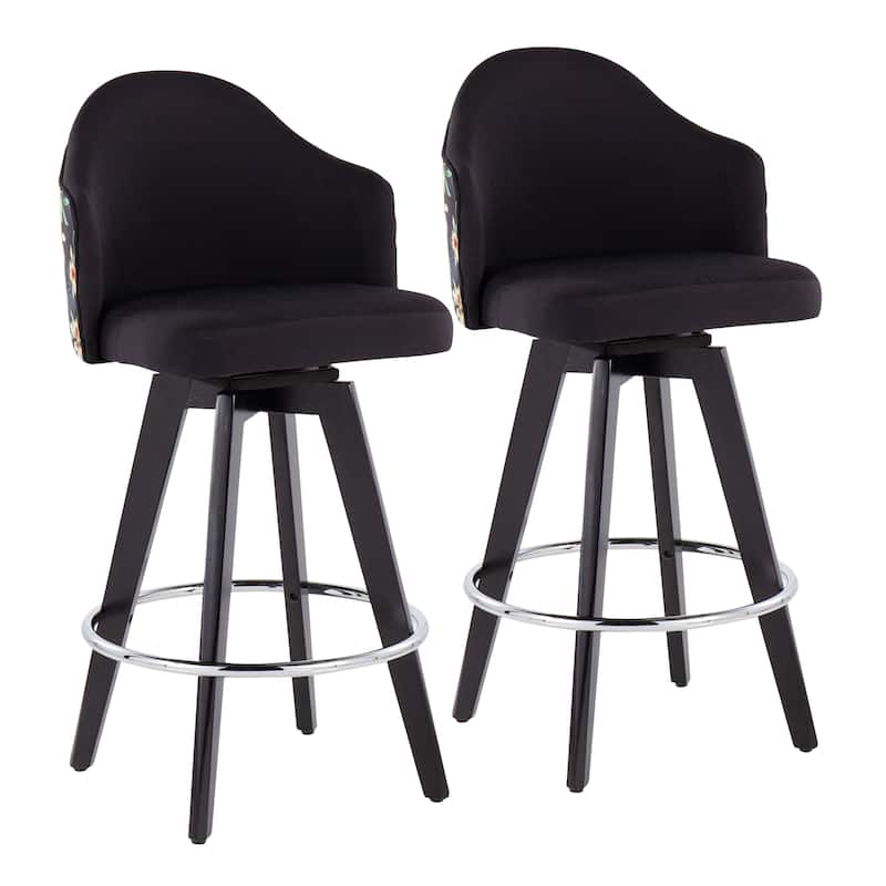 Carson Carrington Valsatra 26" Upholstered Counter Stool with Black Wood Base (Set of 2)
