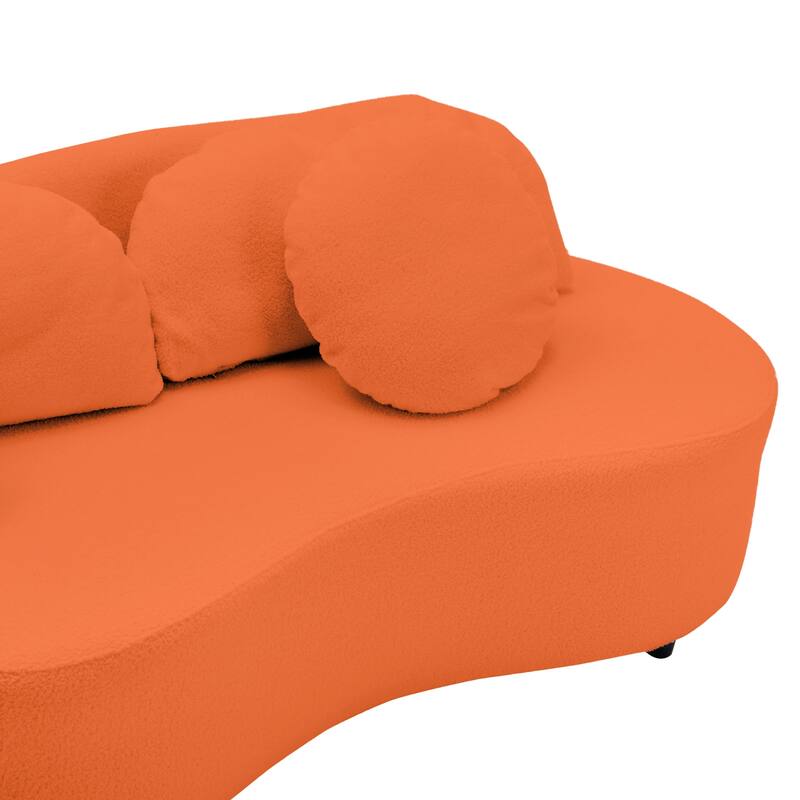 103.5" Lamb Velvet Armless Sofa with 6 Pillows and Floating Design