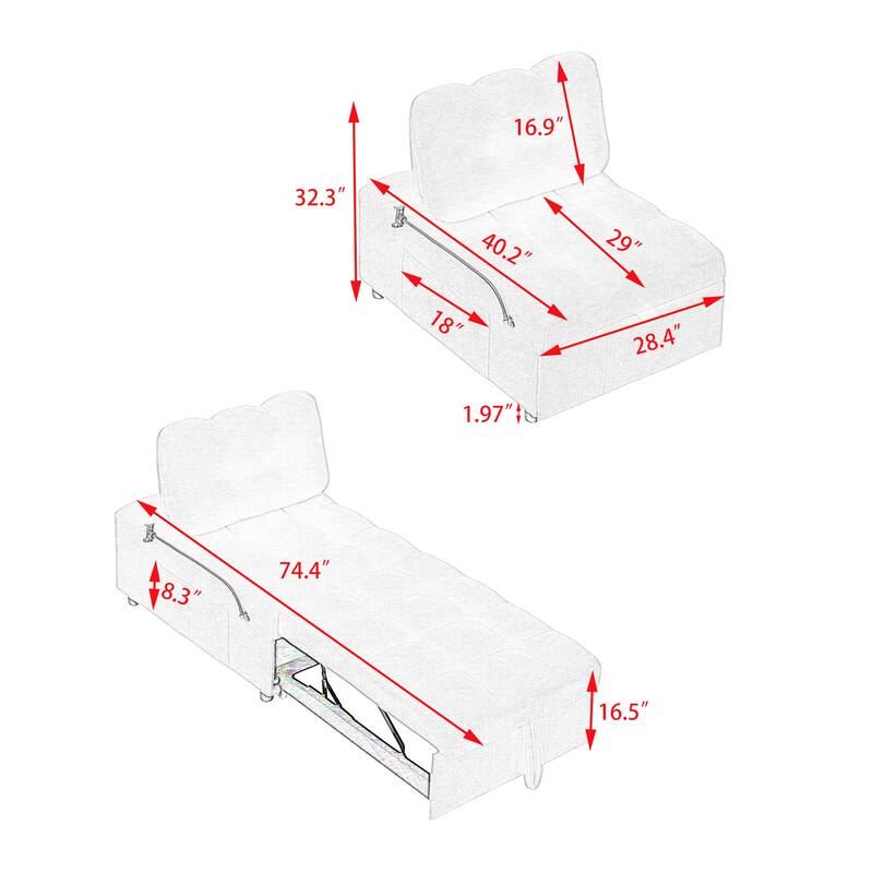 Convertible Sofa - 40.2-Inch Sofa Bed for Living Room or Office