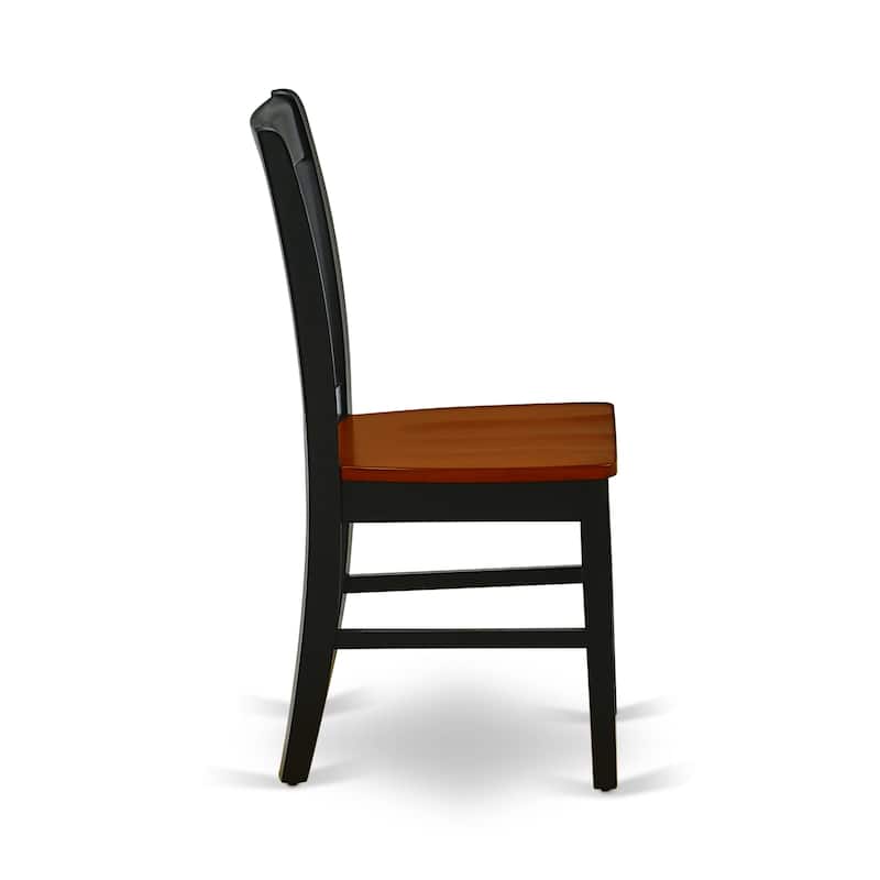 East West Furniture Kitchen Table Set Contains a Round Dining Table and Solid Wood Seat Chairs, Black & Cherry(Pieces Options)