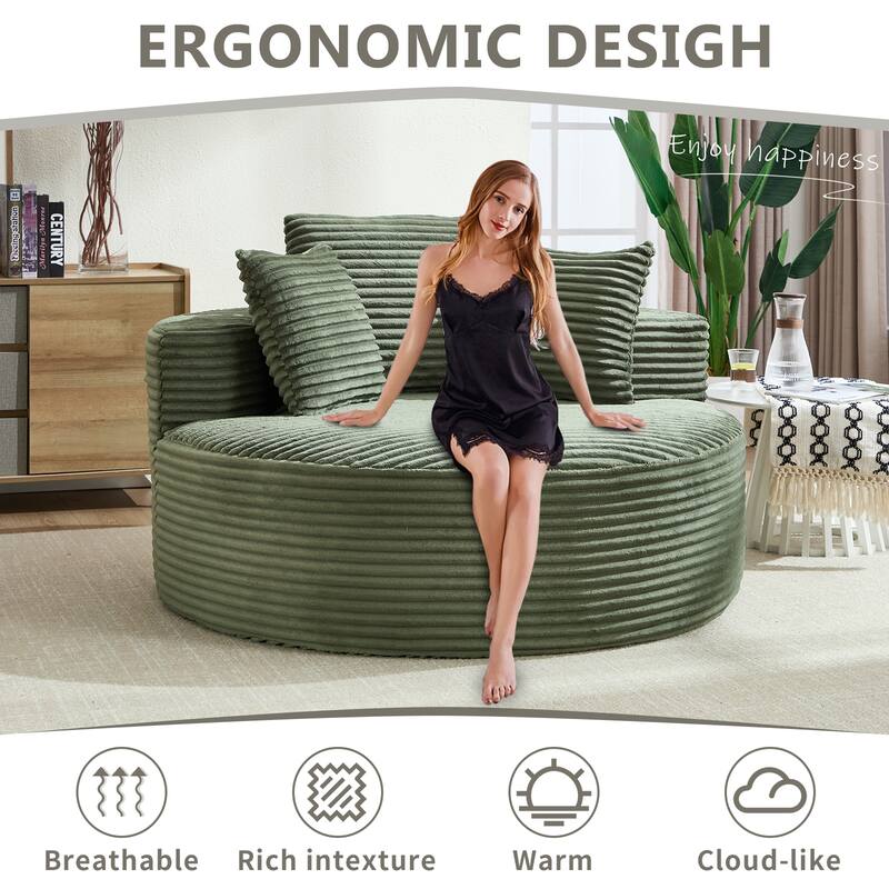 Sectional Modular Daybed Couch, Round Sofa Bed with Memory Foam, Sleeper Sofa with Removable Cushions - Green