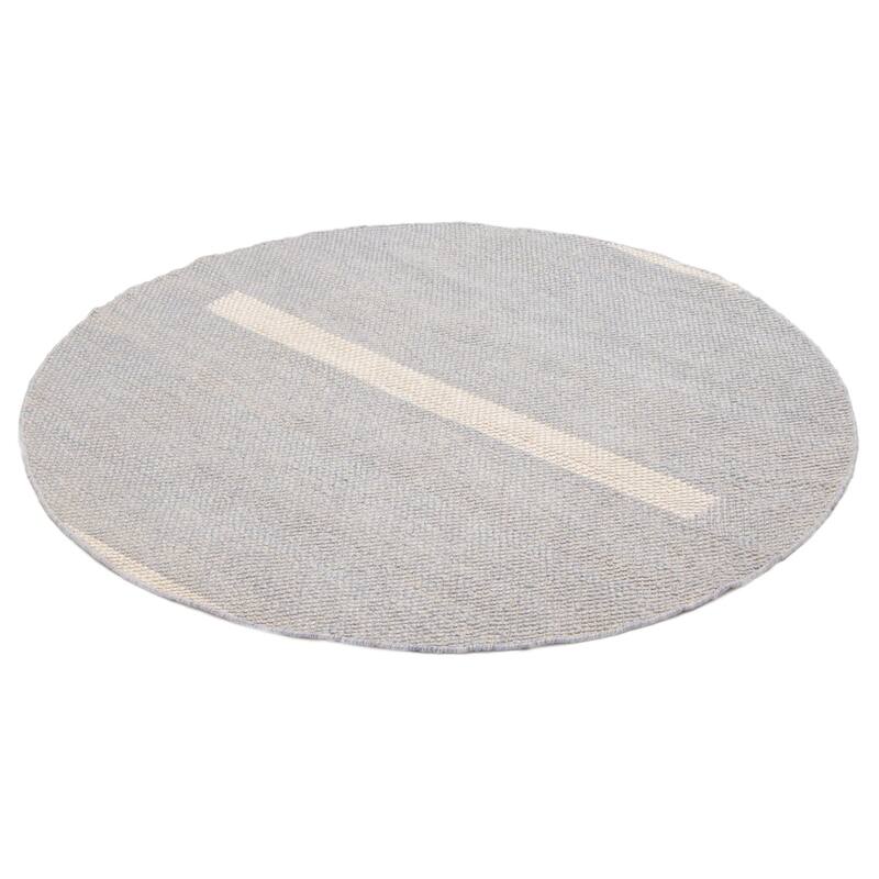 ECARPETGALLERY Braid weave Sienna Light Denim Blue Wool Rug - 5'10 x 5'10