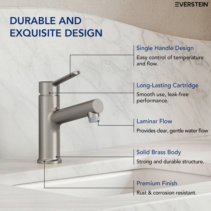 Single Handle Single Hole Bathroom Faucet with Pop‑Up Drain